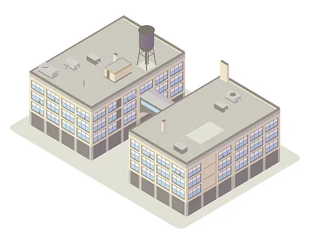 Vector illustration of Industrial loft buildings illustration