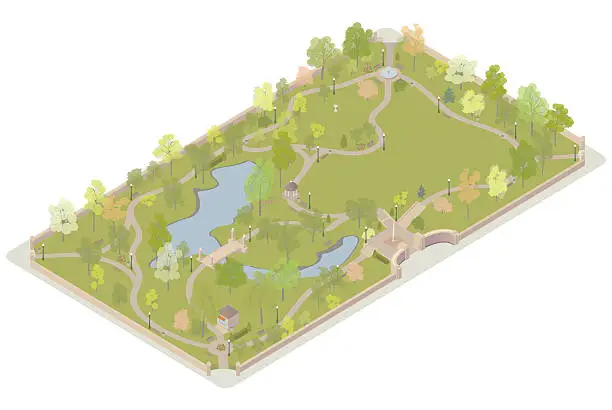 Vector illustration of Isometric city park illustration