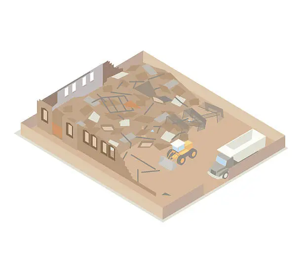 Vector illustration of Building under demolition illustration