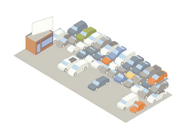 Vector illustration of Auto storage lot illustration