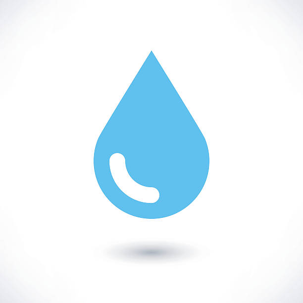 ilustraciones, imágenes clip art, dibujos animados e iconos de stock de icono de gota de agua azul con sombra sobre blanco - dribbling