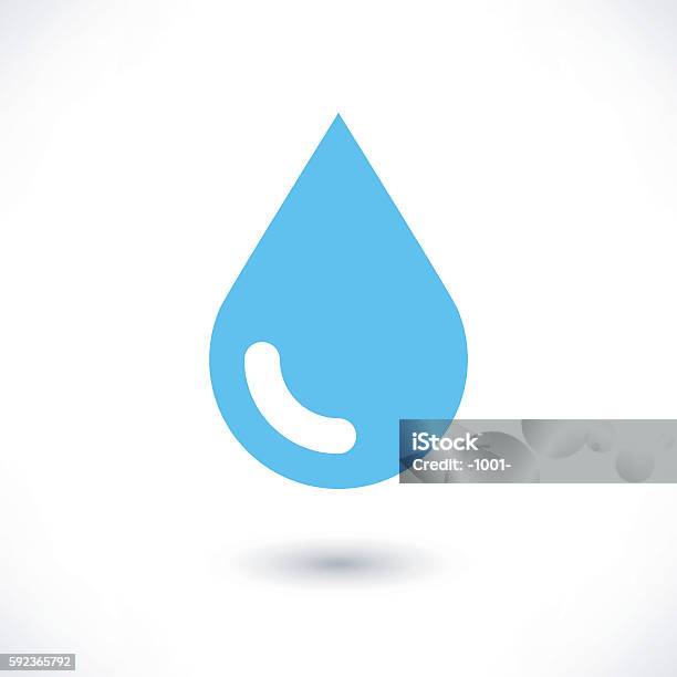 Icône De Goutte Deau Bleue Avec Ombre Sur Blanc Vecteurs libres de droits et plus d'images vectorielles de Goutte - État liquide - Goutte - État liquide, Eau, Icône