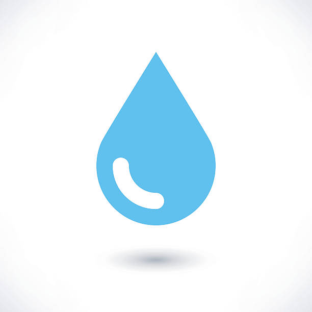 niebieska ikona kropli wody z cieniem na białym - condensation water cold drink drop stock illustrations