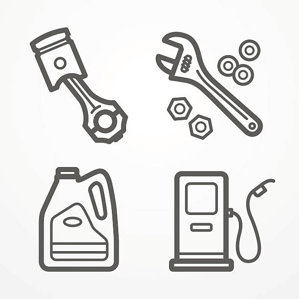 ilustrações de stock, clip art, desenhos animados e ícones de motorcycle service icons - bicycle sport tire single object