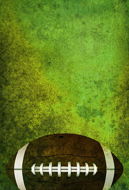 Textured American Football Field Background with Ball A green textured American football field background with ball. Room for copy. tailgate party photos stock pictures, royalty-free photos & images