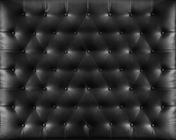 istock Close up retro chesterfield style, Black capitone textile background 592373426