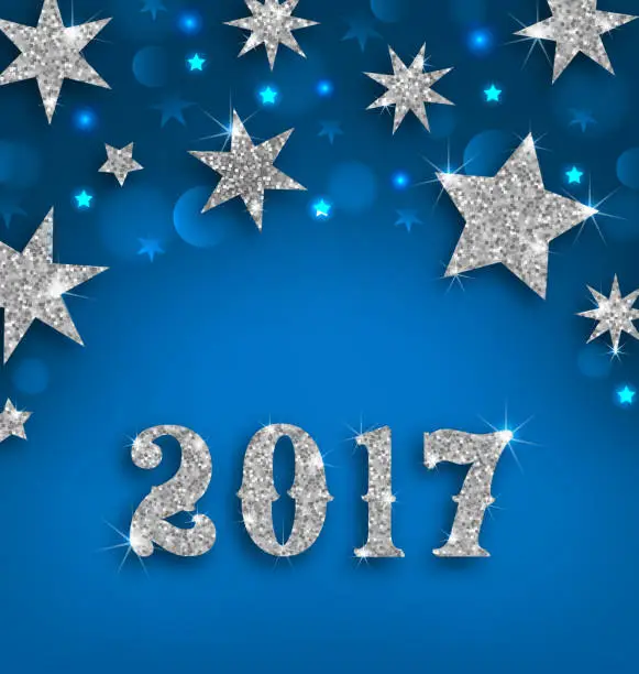 Vector illustration of Starry Silver Background for Happy New Year 2017