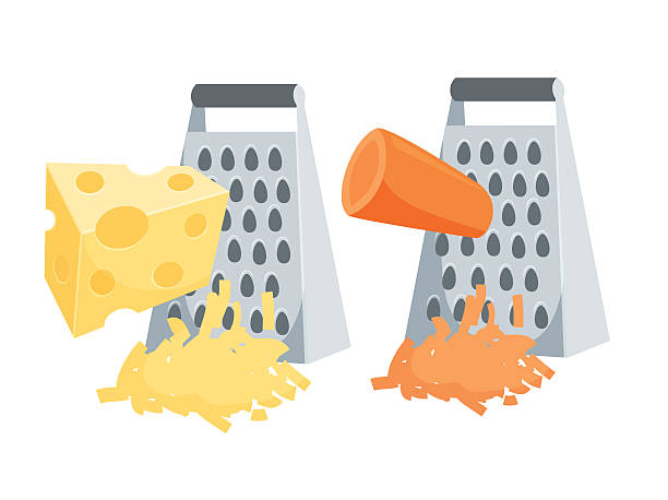 ilustrações de stock, clip art, desenhos animados e ícones de grated carrots and cheese - recipe ingredient grater cheese grater