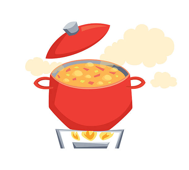 ilustraciones, imágenes clip art, dibujos animados e iconos de stock de hervir la sopa - cooking domestic kitchen vegetable soup