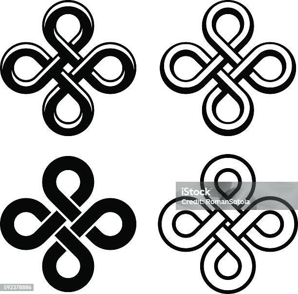 Endless Celtic Black White Knots Stock Illustration - Download Image Now - Symbol, Abstract, Antique