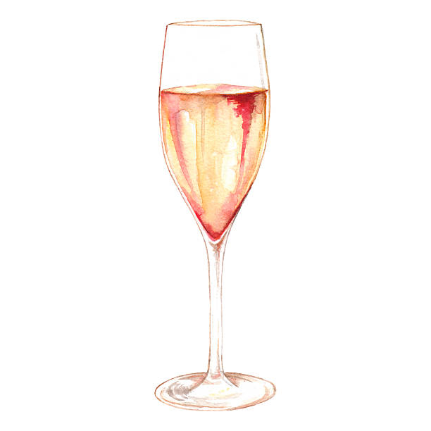 水彩画シャンパンスパークリングワイングラスアルコール分離 - champagne flute champagne glass alcohol点のイラスト素材／クリップアート素材／マンガ素材／アイコン素材