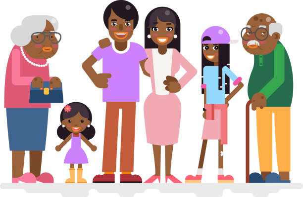 African Family Characters Child Teen Adult Old Icon Flat Design African Family Characters Child Teen Adult Icon Flat Design Vector Illustration my stepmom stock illustrations