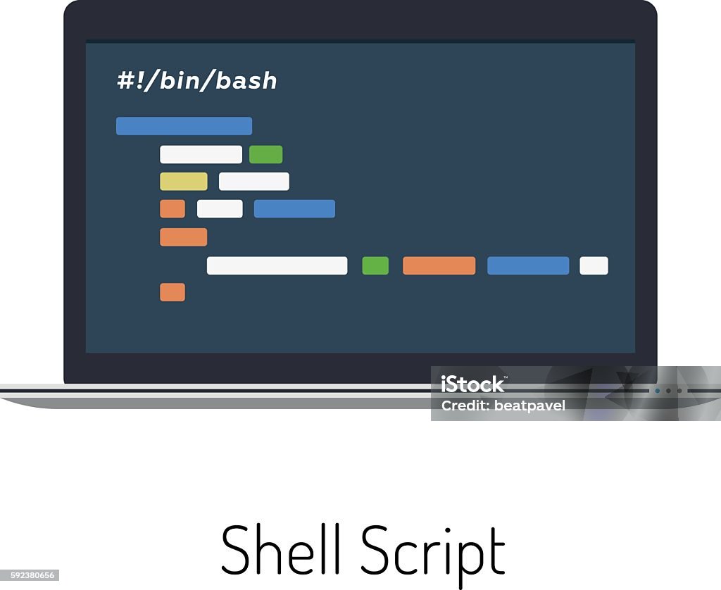 Laptop With Shell Script Stock Illustration - Download Image Now ...