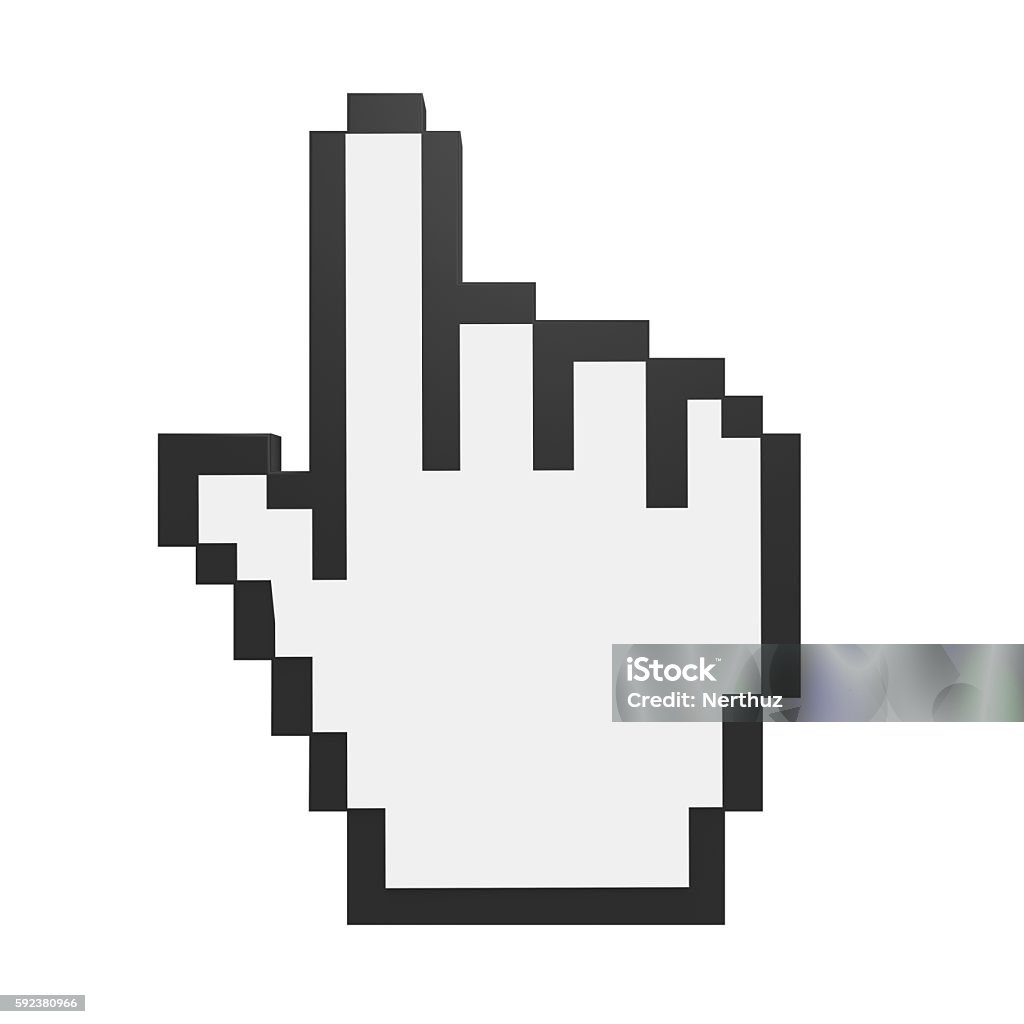Hand Cursor Isolated Hand Cursor isolated on white background. 3D render Computer Mouse Stock Photo