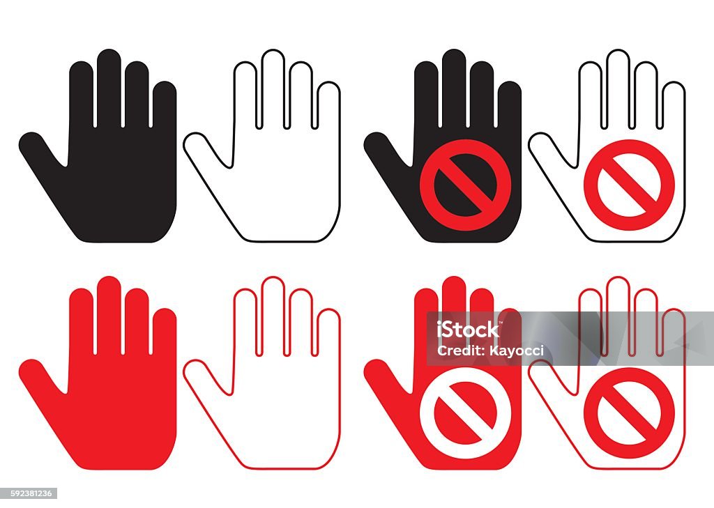 conjunto de pictogramas de mano - arte vectorial de Señal de No Trespassing libre de derechos