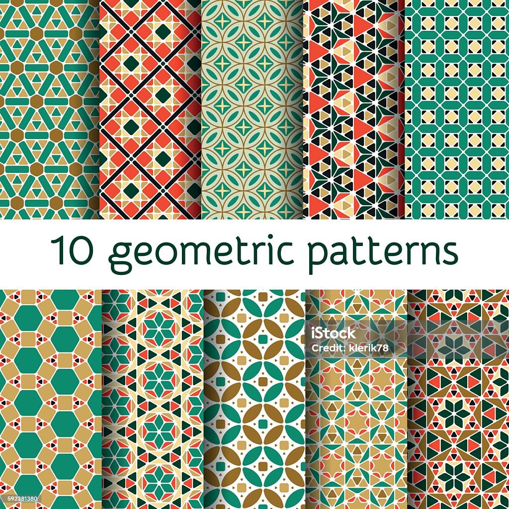 Geometric seamless patterns set. Vector illustration. Pattern stock vector