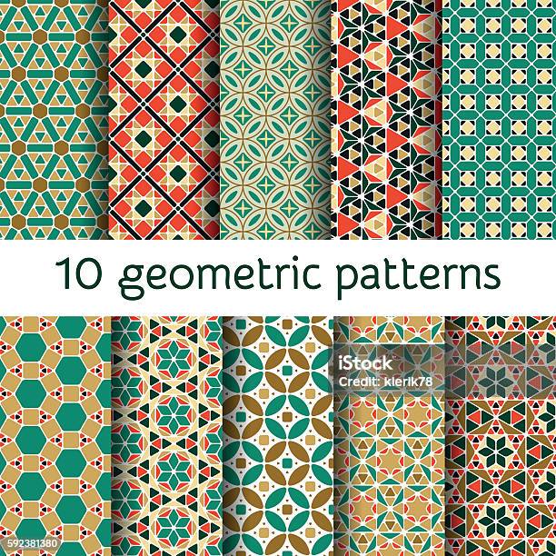Geometric Seamless Patterns Set Vector Illustration Stock Illustration - Download Image Now