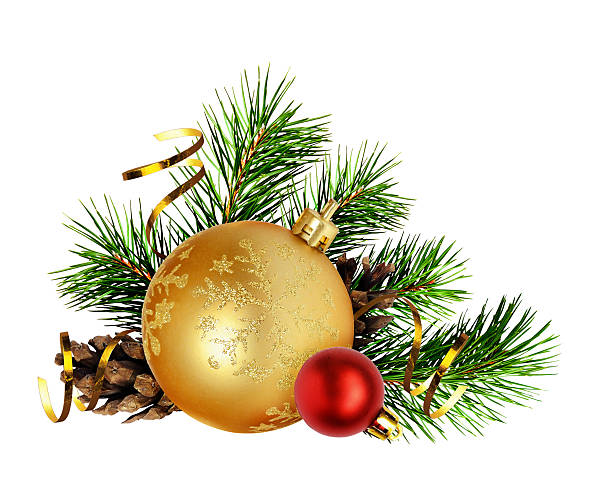 istock Christmas decoration with pine twigs, cones and balls 592383776