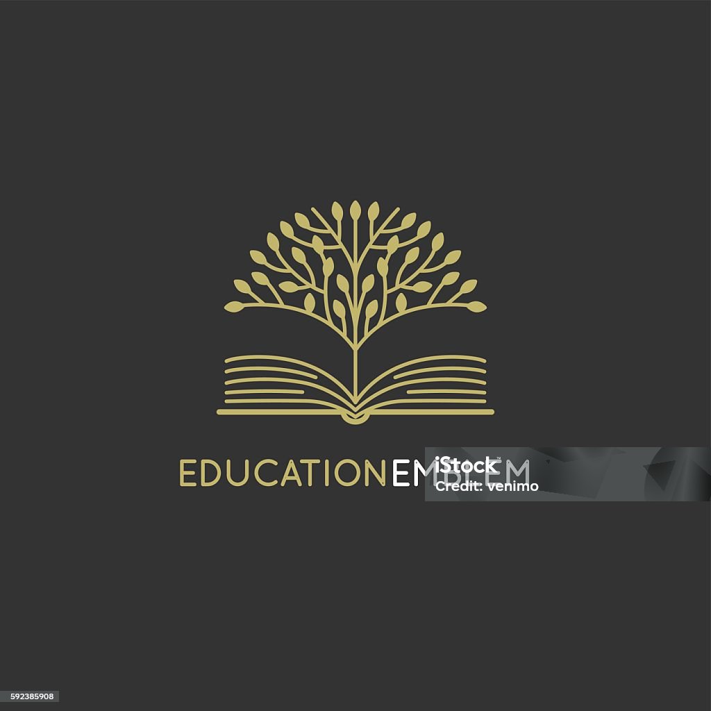 Modèle de conception de logo abstrait vectoriel - éducation en ligne et lear - clipart vectoriel de Arbre libre de droits