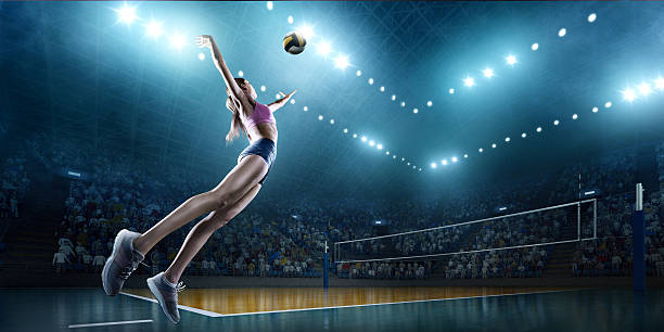 pallavolo: giocatrice in azione - lanci e salti femminile foto e immagini stock