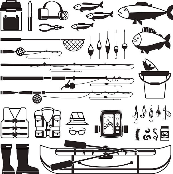 Fishing Vector Black Icons Stock Illustration - Download Image Now - Box -  Container, Fishing Tackle, In Silhouette - iStock