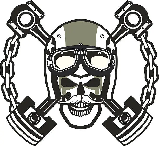 Vector illustration of Biker Skull Emblem