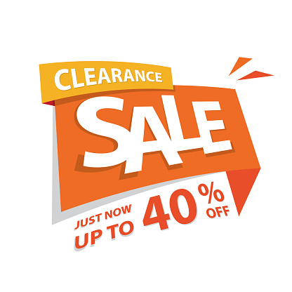 Clearance Sale orange tag 40 percent heading design for banner or poster. Sale and Discounts Concept. Vector illustration.