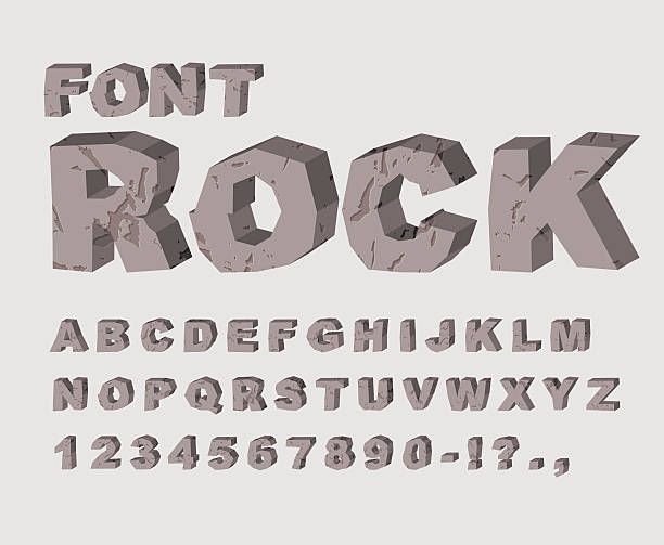 illustrations, cliparts, dessins animés et icônes de police rock. alphabet des pierres. abc en roche lithique - igneous rock