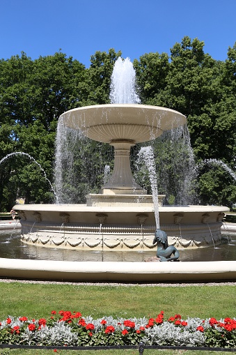 Warsaw, Poland - Ogrod Saski garden with fountain.