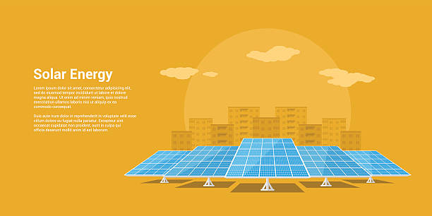 illustrazioni stock, clip art, cartoni animati e icone di tendenza di concetto di energia solare - fotovoltaico