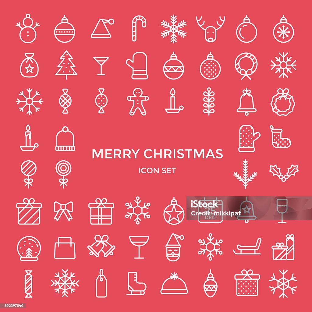 Set of christmas holiday icons - vector illustration Christmas holiday icons thin line flat style design Christmas stock vector