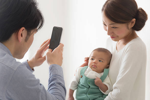 Japanese family taking a photo