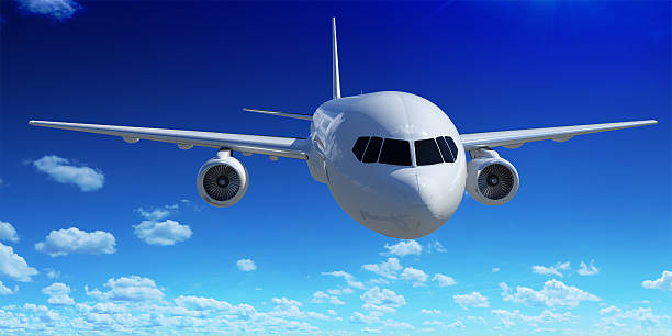 istock Air travel by plane concept, aircraft flight 592401484