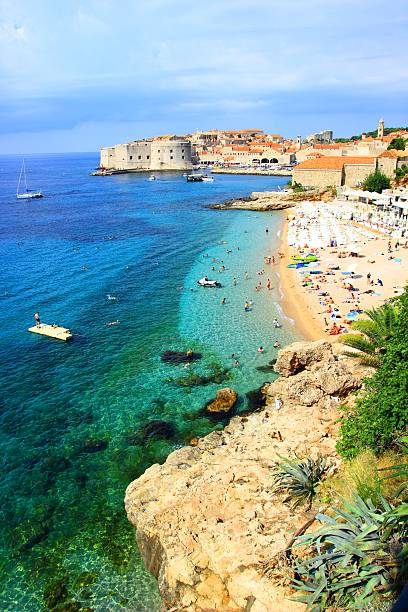 Coast and Banje beach near Dubrovnik, Croatia stock photo