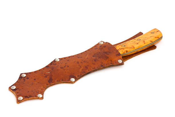 istock Hunting knife in sheath on white background 592403248