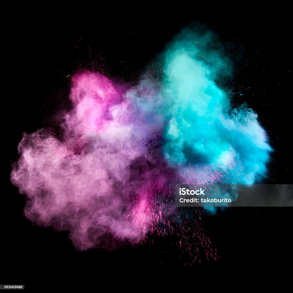 Colorful powders Colorful powders on black background Talcum Powder Stock Photo