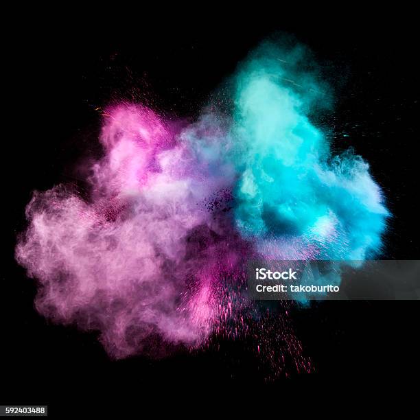 Colorful Powders Stock Photo - Download Image Now - Talcum Powder, Exploding, Smoke - Physical Structure