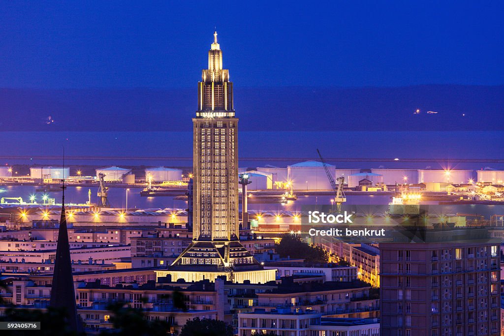 Panorama of Le Havre Panorama of Le Havre at night. Le Havre, Normandy, France Le Havre Stock Photo
