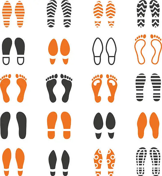 Vector illustration of Foot print icon set