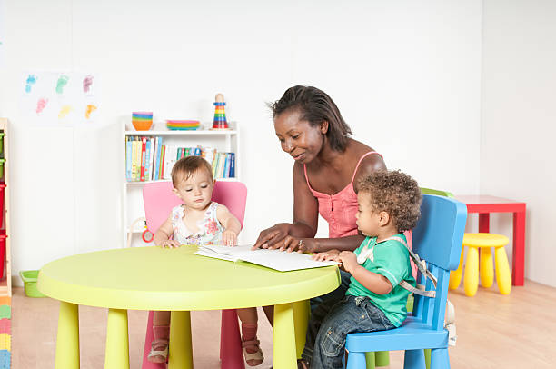 istock Carer Reading to Toddlers in a Nursery 592408398
