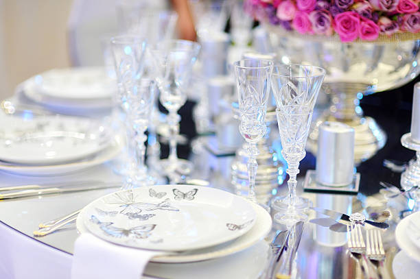 istock Table set for an event party or wedding reception 592408418