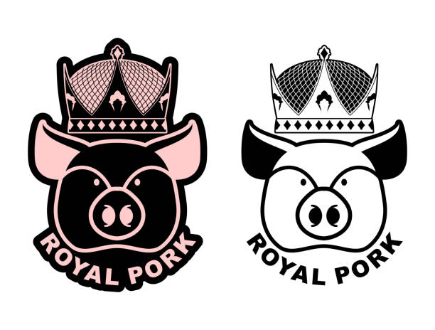 istock Royal pork emblem. Pig in crown. Logo  farming and meat 592408760