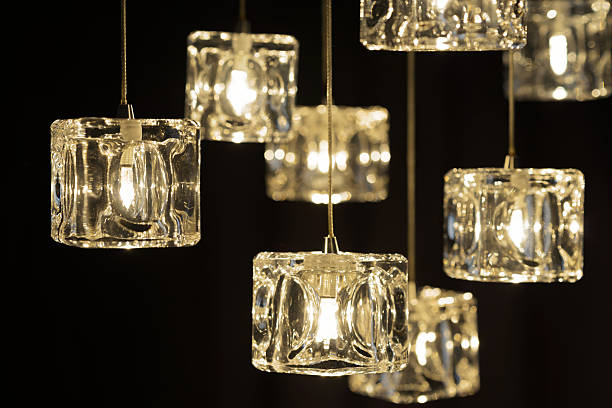 istock Closeup view of contemporary light fixture 592409346
