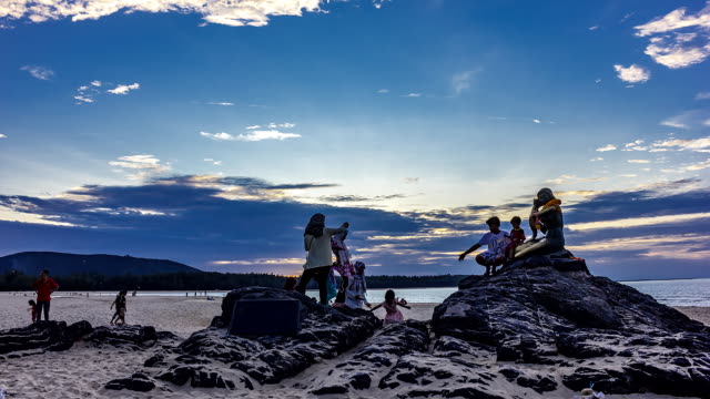 Sunset mermaid statue Popular attractions in Songkhla