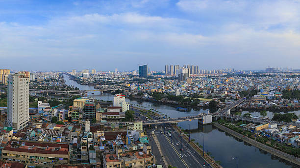 istock Ho Chi Minh Riverside cityscape night view 592643508