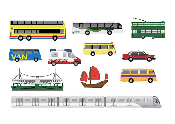 transport w hongkongu - commercial land vehicle illustrations stock illustrations