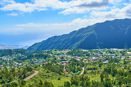 Dos d'Ane Valley A sunny day in Reunion Island ascending to the Roche Ecrite in Mafate cirque. 