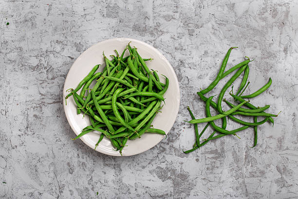 Fresh French bean in white plate