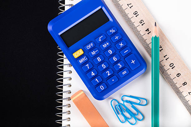 istock calculator and Office supplies close-up 592647432