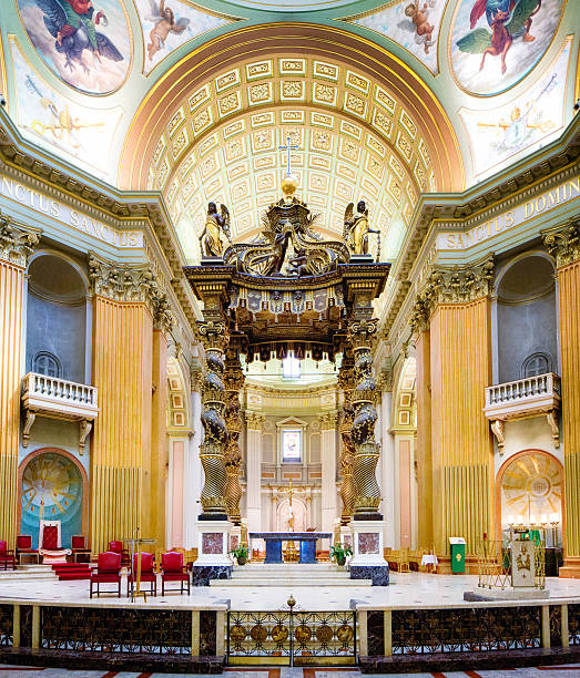 Mary Queen of the World Montreal Cathedral interior Altar choir Montreal, Canada - August 17, 2016: Mary Queen of the World Montreal Cathedral interior featuring the Altar and choir sections. mary queen of the world cathedral stock pictures, royalty-free photos & images